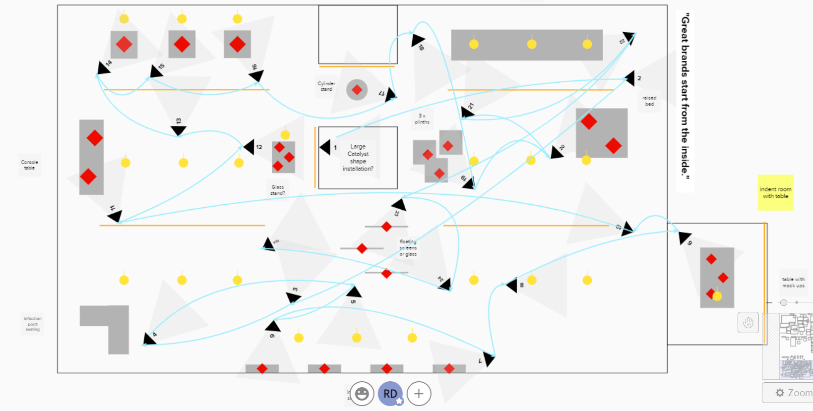 Draft floor plan concept for storyboarding